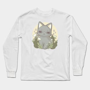 Cat and Flowers Long Sleeve T-Shirt